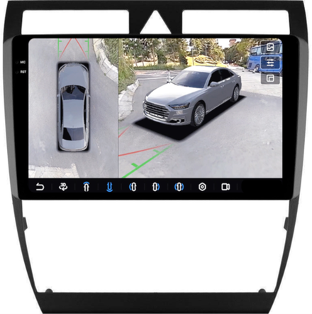 Магнитола для Audi A6 C5 2001-2004 - FarCar BX102M-360 монитор 9.5" 2K QLED на Android 13, 6Гб+128Гб, CarPlay, 4G SIM-слот, 4 камеры в комплекте