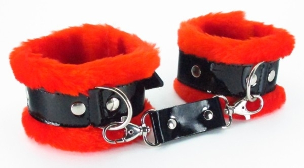 Красные наручники с мехом BDSM Light 710002ars