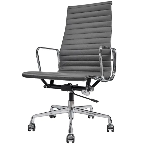 Офисное кресло Eames Ribbed EA 119 кожа графит