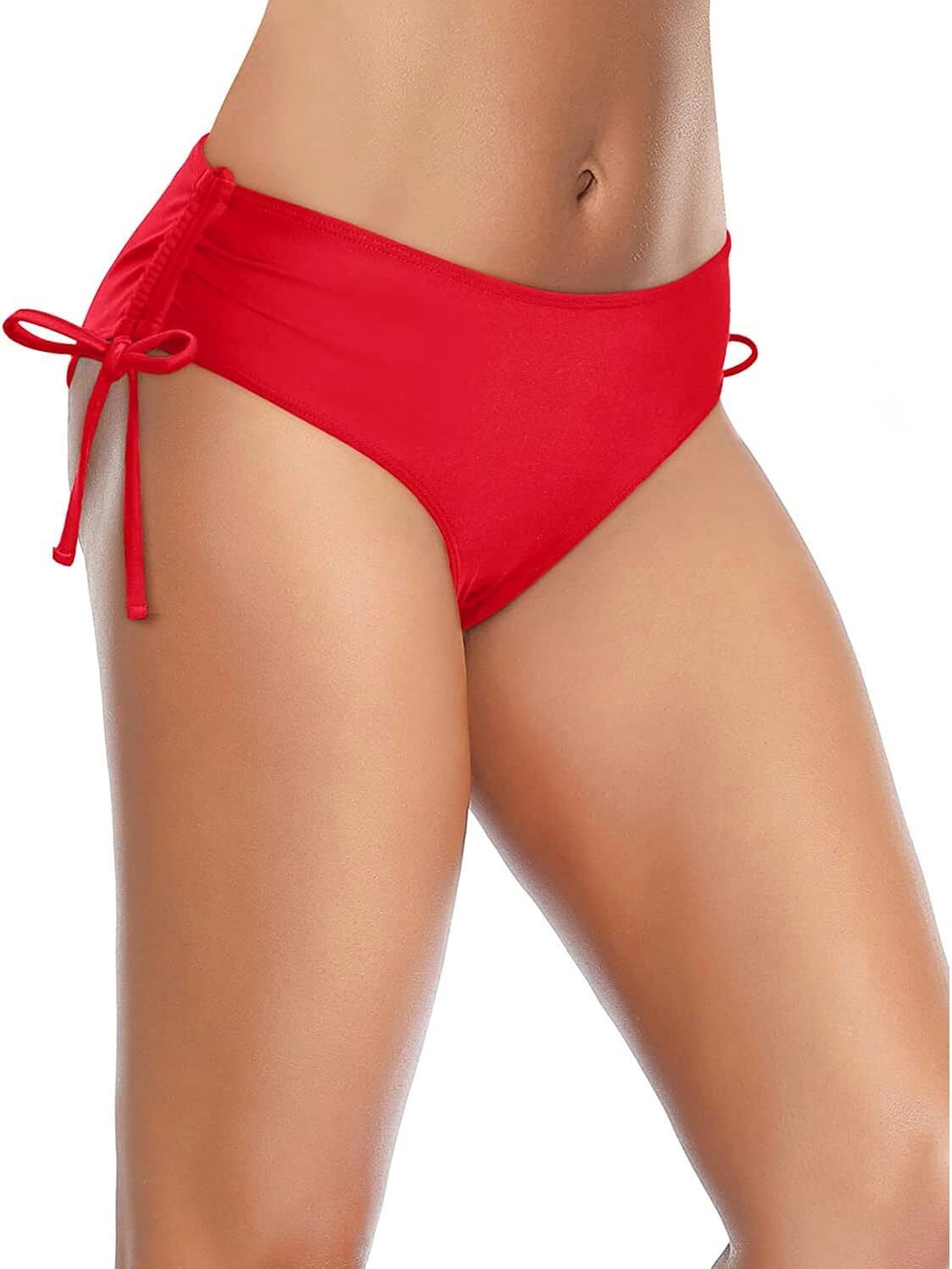 Красные женские плавки с утяжкой по бокам