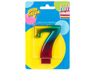 Веселая затея Свеча цифра Радуга металлик №7  8см