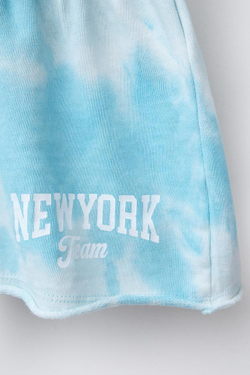 ZARA ШОРТЫ С ПРИНТОМ ТАЙ-ДАЙ, СИНИЙ