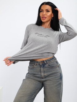 Лонгслив серый меланж