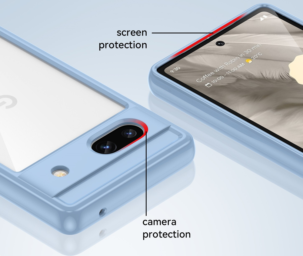 Усиленный противоударный чехол с синими рамками для смартфона Google Pixel 7A, мягкий отклик кнопок