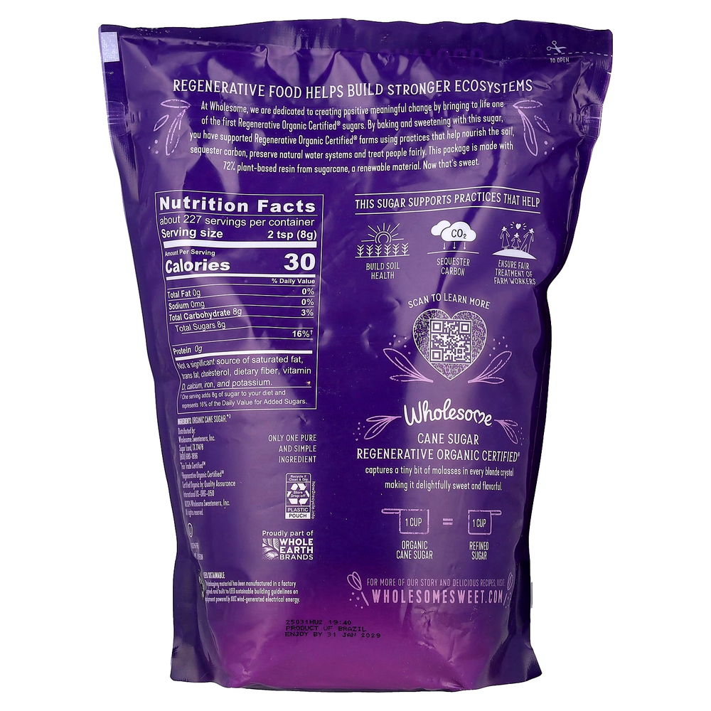 Wholesome Sweeteners, органический тростниковый сахар, 1,81 кг (4 фунта)