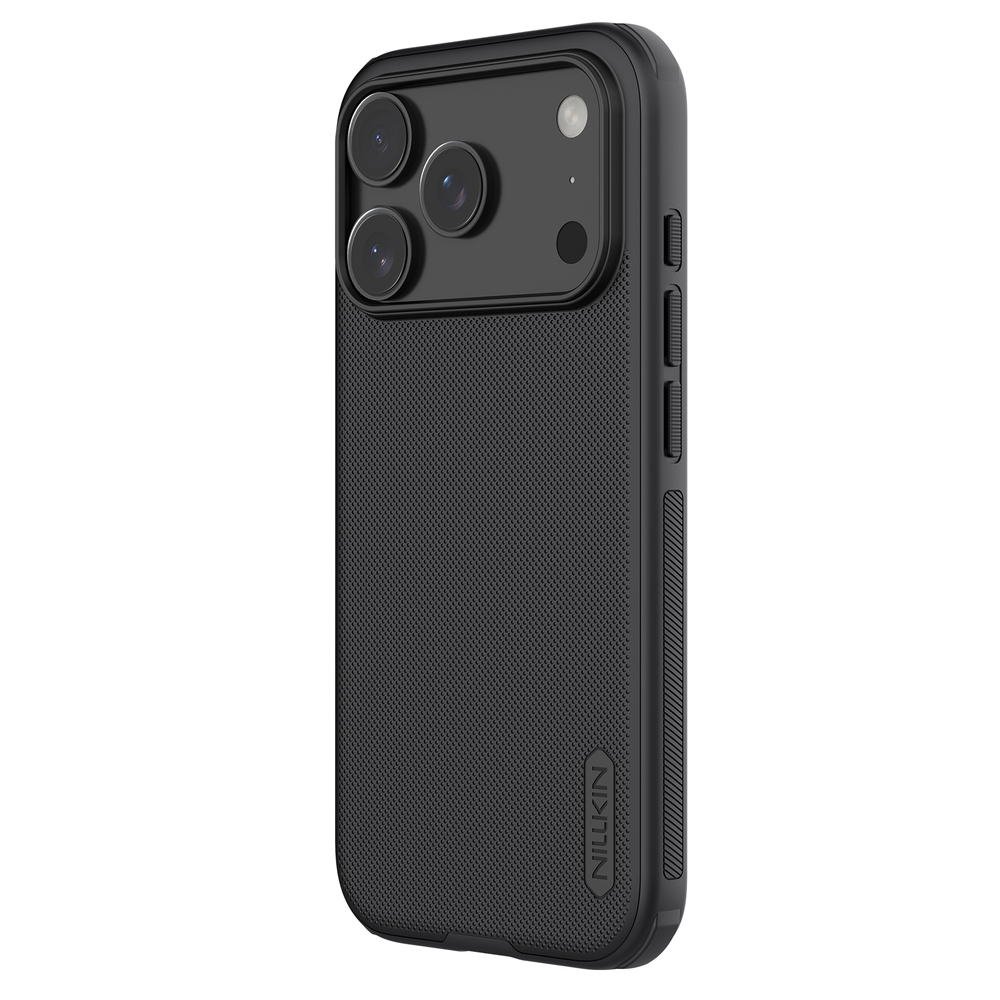 Противоударный чехол черного цвета от Nillkin для смартфона iPhone 17 Pro, серия Super Frosted Shield Pro