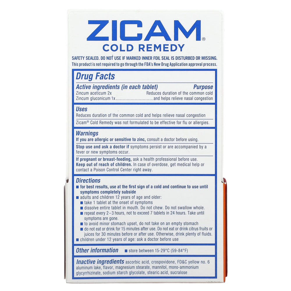 Zicam, Cold Remedy, RapidMelts, цитрус, 25 быстрорастворимых таблеток