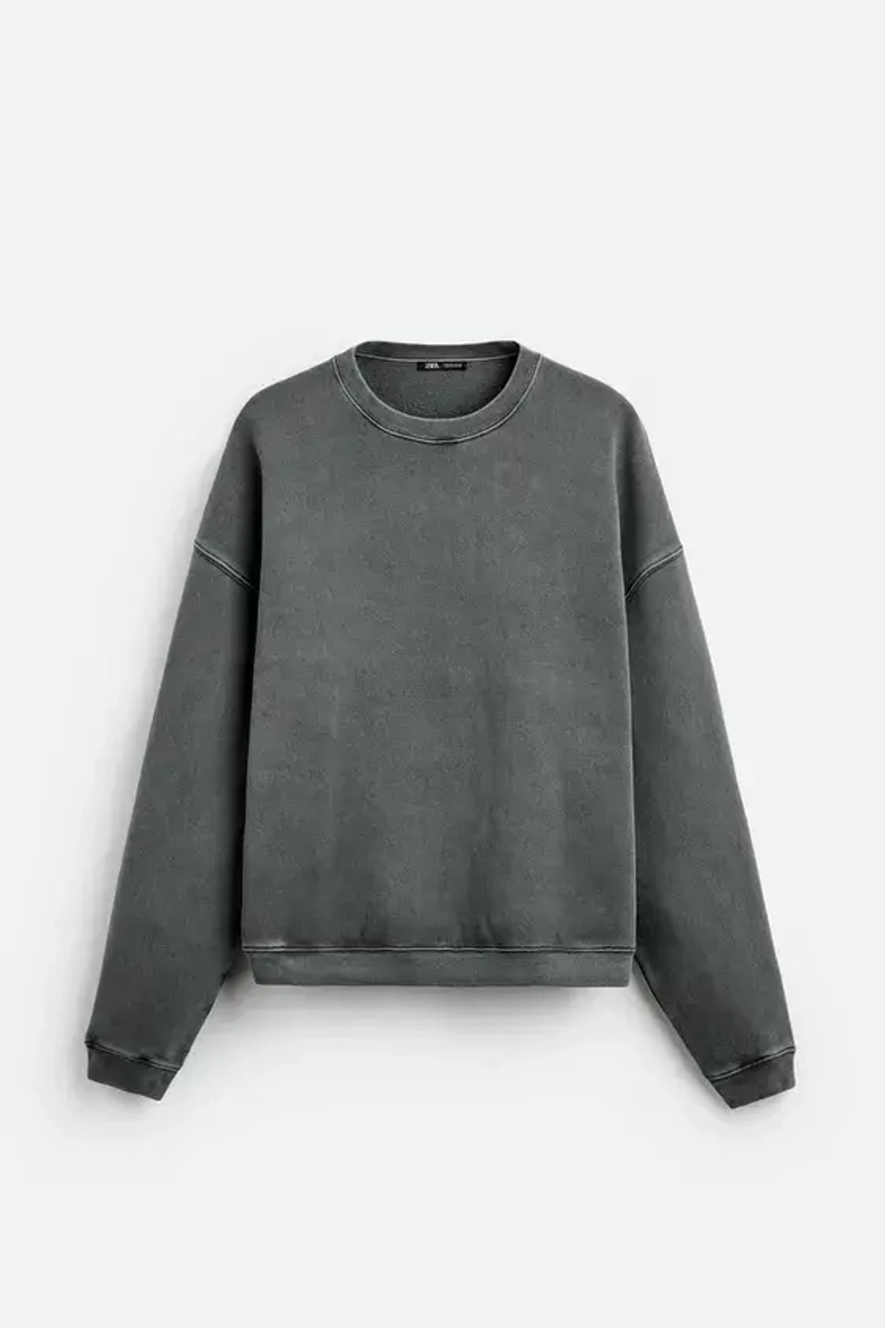 ZARA ТОЛСТОВКА С ЭФФЕКТОМ ПОТЕРТОСТИ, СЕРОВАТЫЙ