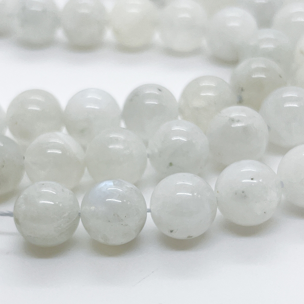 Лунный камень бусины, диаметр 10,2-10,4 мм, цена за 9 шт (1/4 нити)