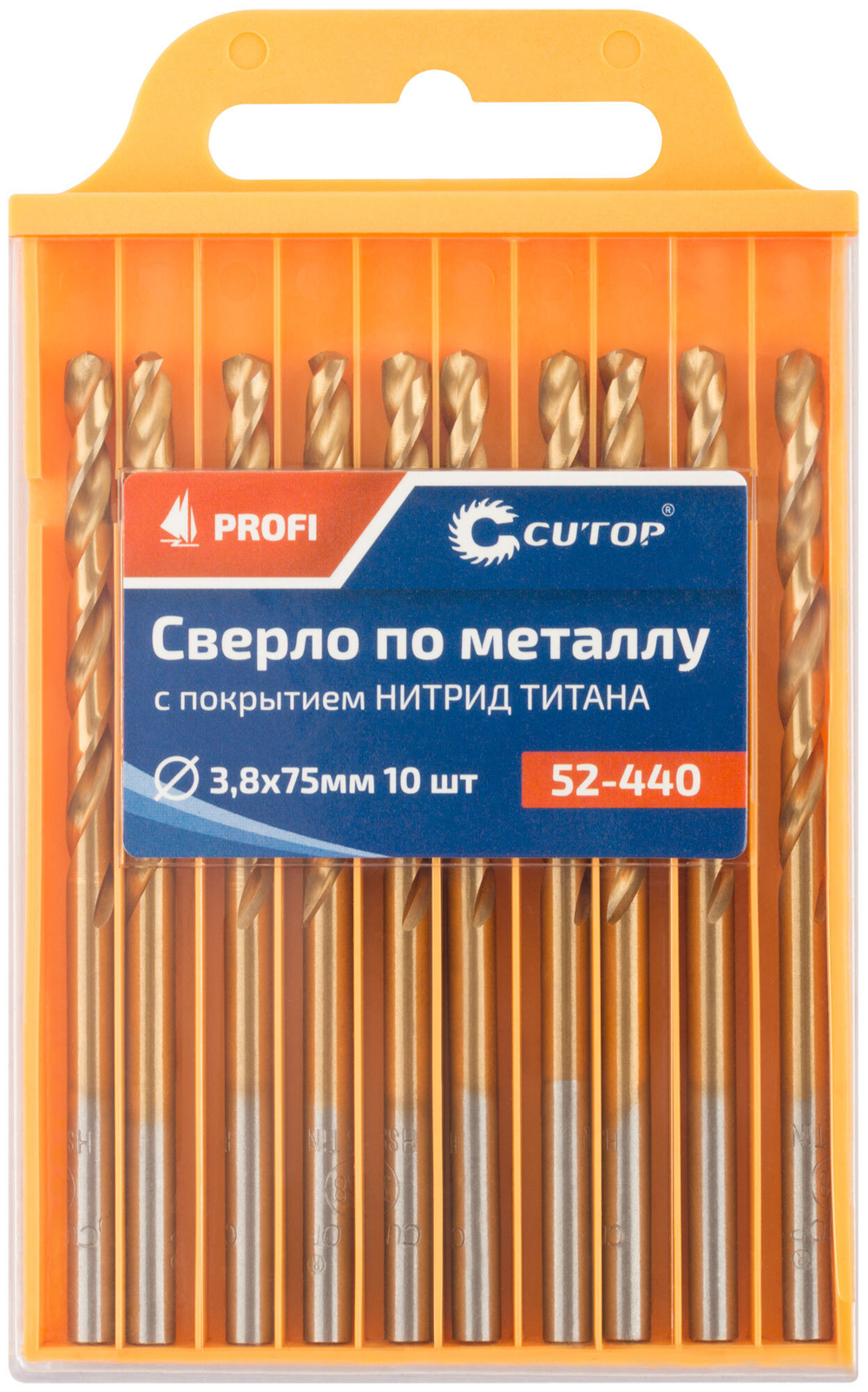 Сверло по металлу Cutop Profi с титановым покрытием, 3,8х75 мм (10 шт) 52-440