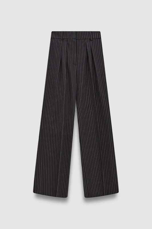 Брюки со стрелками в полоску, черный