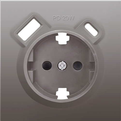 Накладка для розетки Schuko с зарядным устройством USB A+C, с защитными шторками, сталь, серия R98