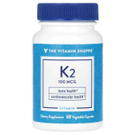 The Vitamin Shoppe, витамин K2, 100 мкг, 60 растительных капсул