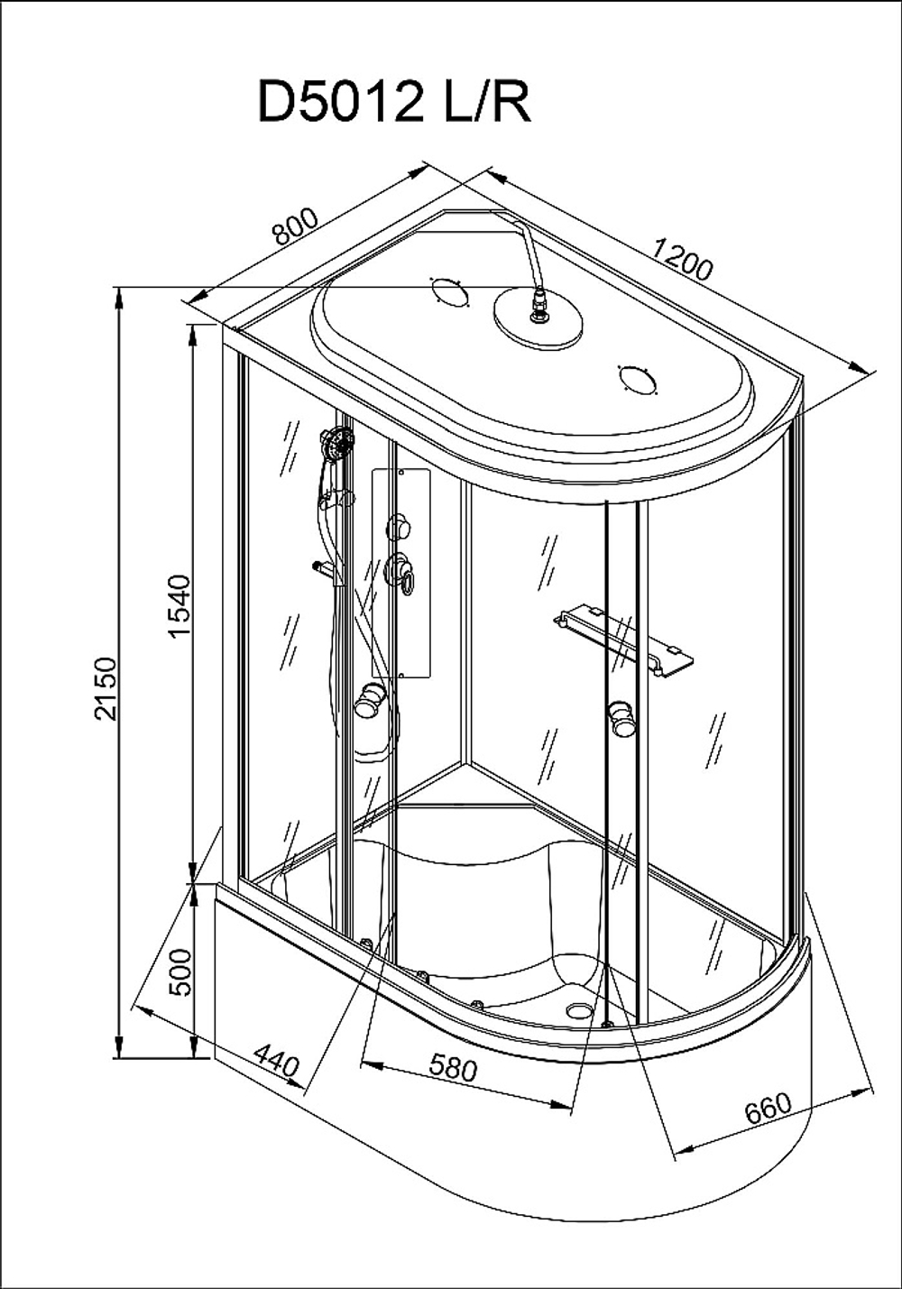 Душевая кабина AvaCan D Серия D5012 120х80 стандартная