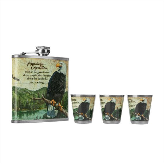 Набор Helios Орел (фляжка 210 мл + 3 стопки) А02-2