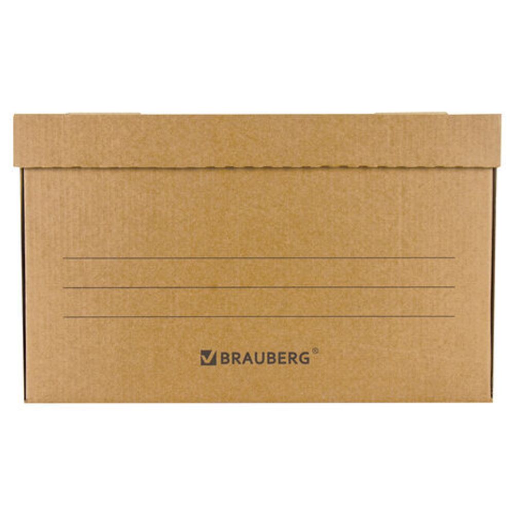 Короб архивный "Делопроизводство" (235х325х180 мм), с крышкой, гофрокартон, BRAUBERG, 129589
