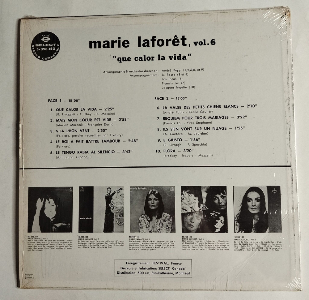 Винтажная виниловая пластинка LP Marie Laforet Vol.6 Que Calor La Vida (Canada 1969)