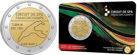 Бельгия 2 евро, 2025 Автодром Спа-Франкоршам