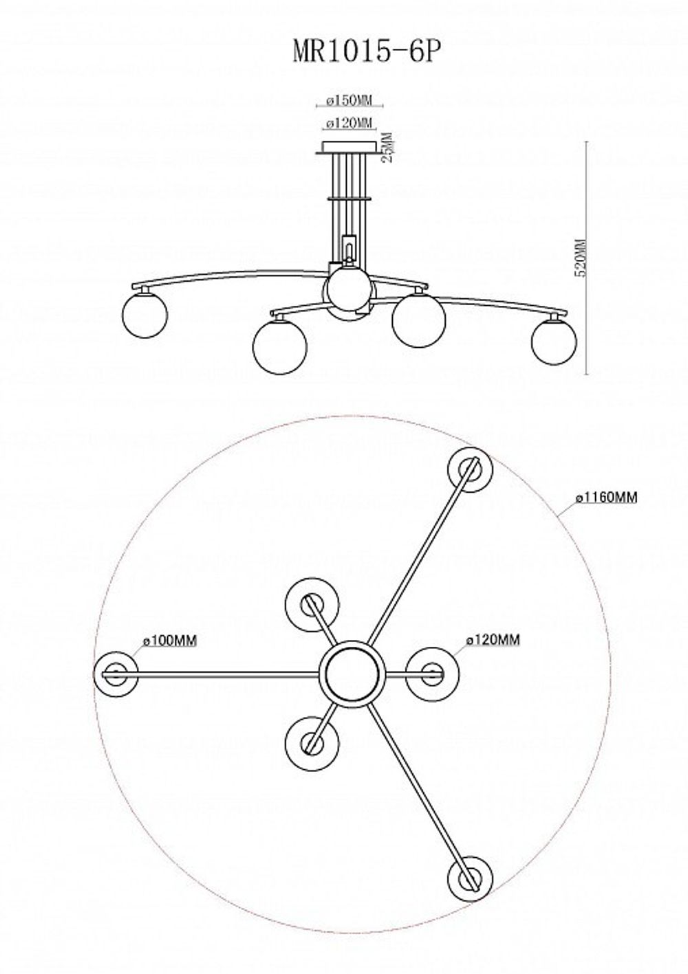 Люстра на штанге MyFar Stacy MR1015-6P
