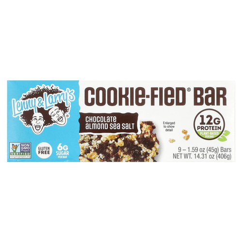 Lenny & Larry's, The Complete Cookie-Fied Bar, шоколадно-миндальная морская соль, 9 батончиков, 45 г (1,59 унции)