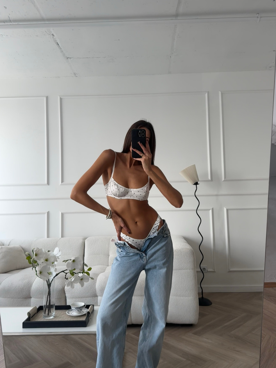 Лиф NUDE | Молочный в горох