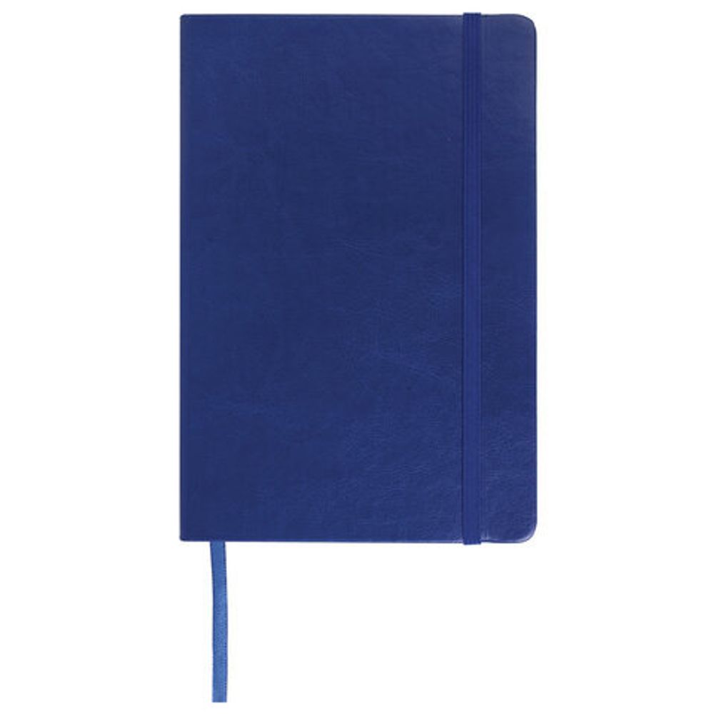 Блокнот в клетку с резинкой А5 (148x218 мм), 80 л., под кожу синий BRAUBERG "Metropolis Special", 111574