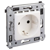 Розетка в стену, 2P+E, с з/ш, "Avanti", "Белое облако"