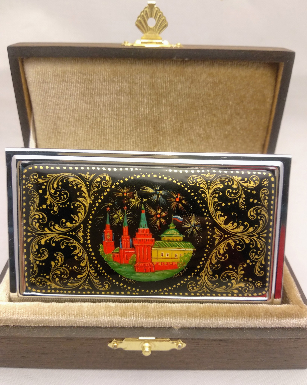 Визитница персональная "Москва" №4 (роспись Палех) худ. Марова