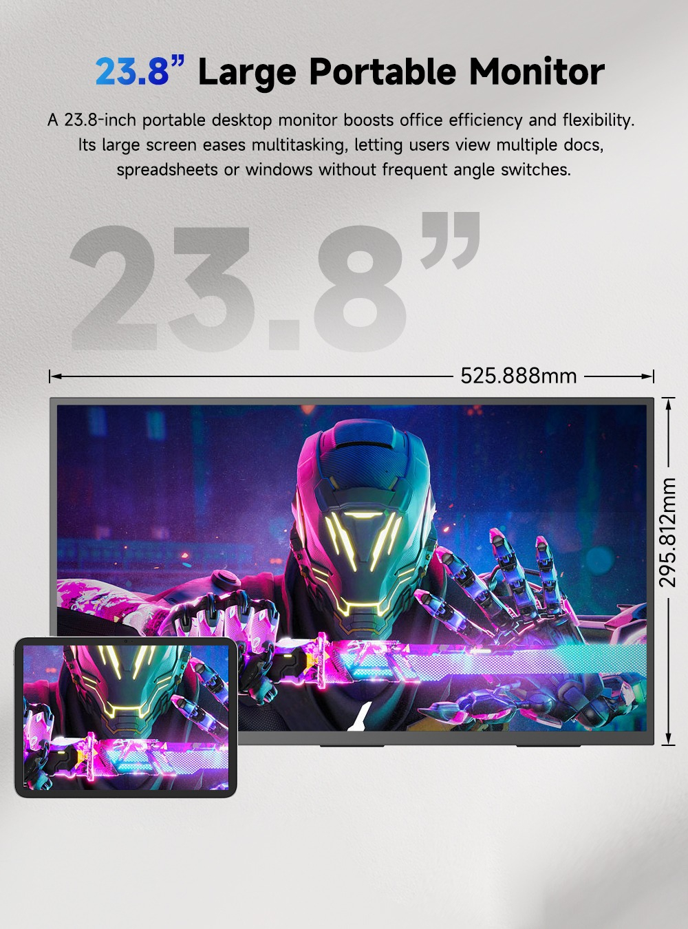 23.8" Портативный игровой монитор UPERFECT Umax24 4K 3840x2160, 60 Гц, IPS