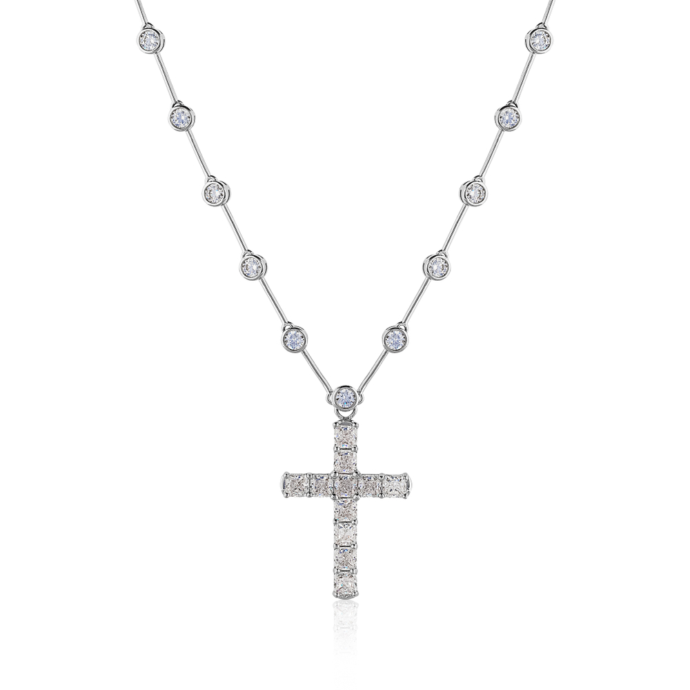 Подвеска крест с цирконами