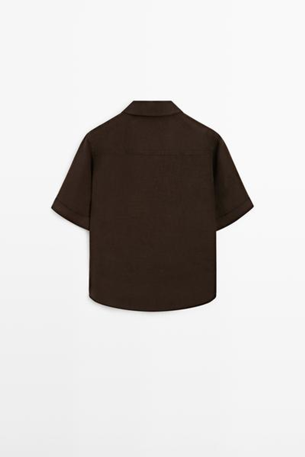 Massimo Dutti Блуза изо льна с воротником поло, коричневый