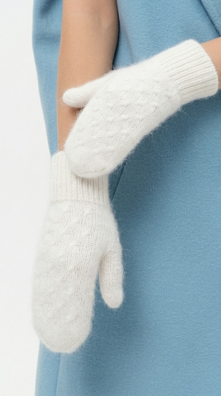Варежки В013-02 белый натуральный