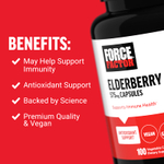 Force Factor, Бузина, 100 растительных капсул (575 мг на капсулу)