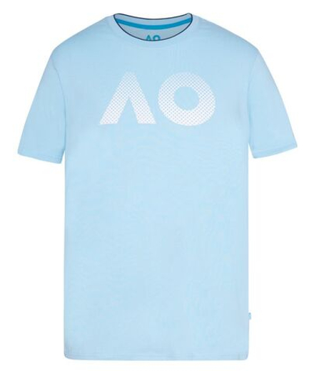 Мужская теннисная футболка Australian Open T-Shirt AO Textured Logo - light blue