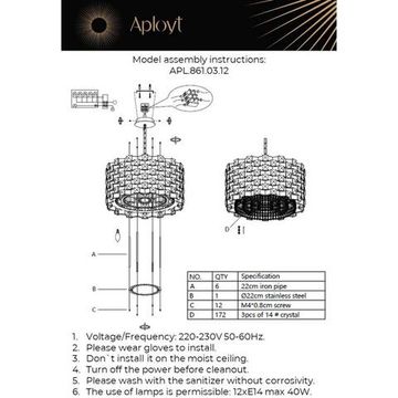 Люстра подвесная 12*Е14 APL.861.03.12 золото Felikayt Aployt