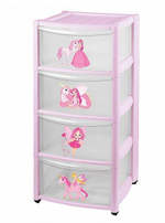 Комод 4 секции на колесах розовый (Бытпласт)