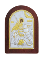 Георгий Победоносец, икона арочная, красное дерево 120х160