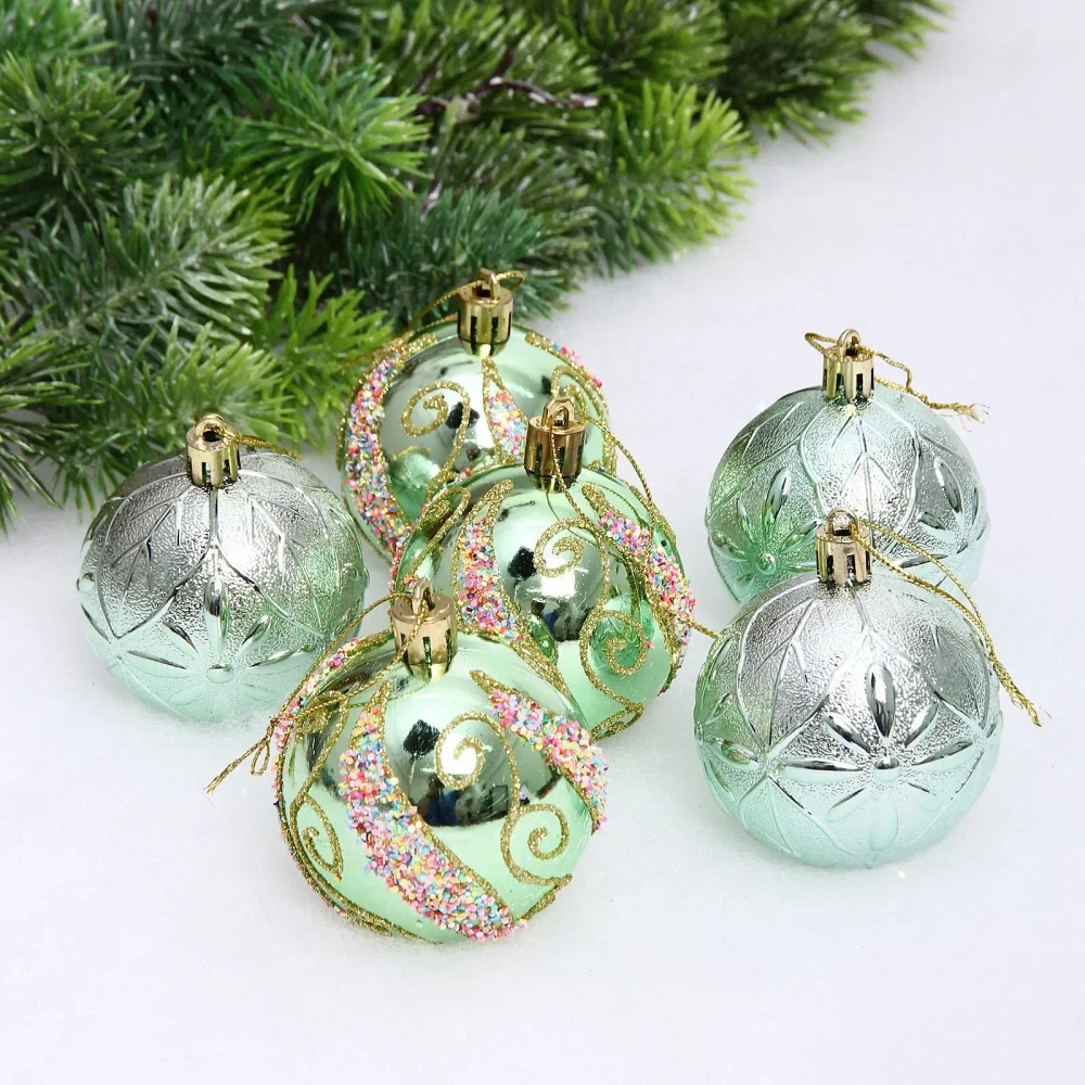 Набор шаров «Шарм» 6 см (в наборе 6 шт), Нежно-зеленый