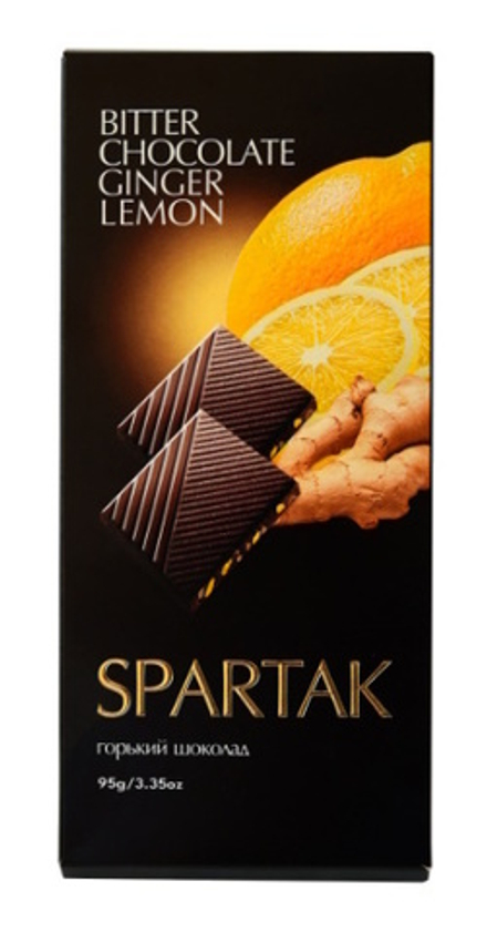 Шоколад горький с имбирем и лимоном 95г. Спартак