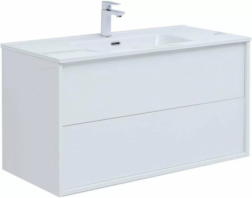 Тумба с раковиной Aquanet Lino 287544 100 (Flat) белый глянец