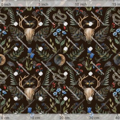 Дамаск с черепом оленя на темно коричневом фоне by g.sm.art 638 DPI