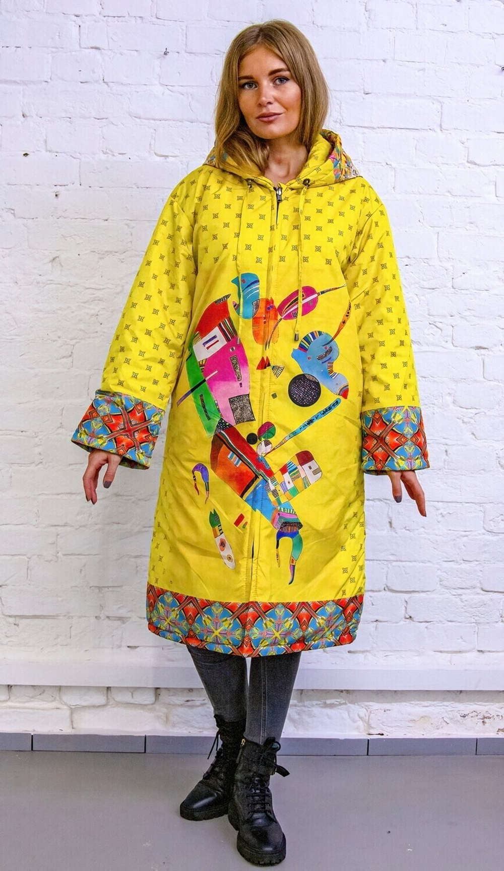 Двустороннее пальто "Кандинский жёлтый"