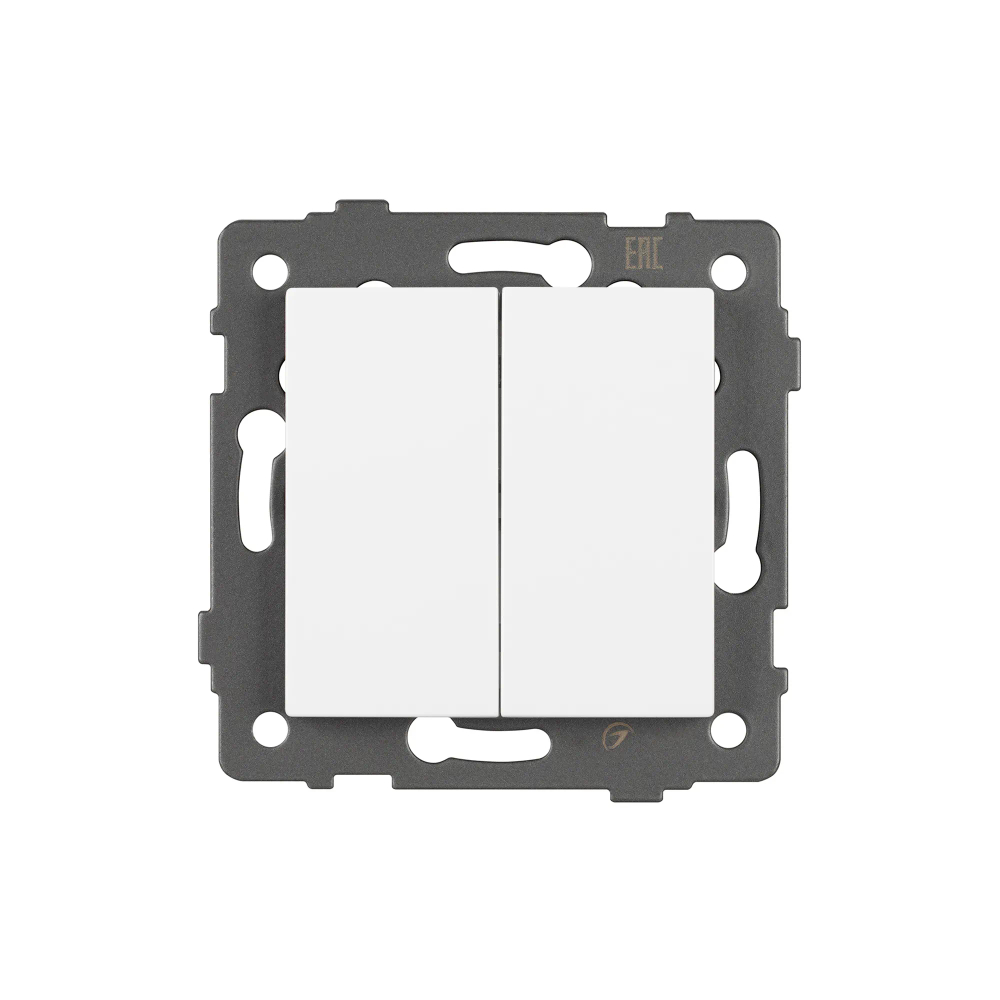 Механизм выключателя двухклавишный самовозвратный SWT-MKR2-PL-WH-V (250V, 10A) (Arlight, -) 049883