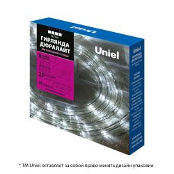 ULD-D50 25M-С08 IP44 WHITE Гирлянда светодиодная Дюралайт. 25м. С контроллером. Белый свет. Провод прозрачный. ТМ Uniel