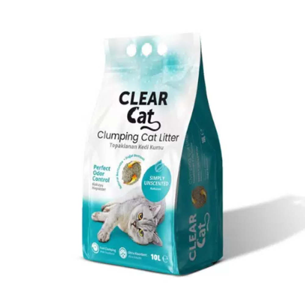CLEARCAT Наполнитель бентонитовый комкующийся натуральный без ароматизатора 10л