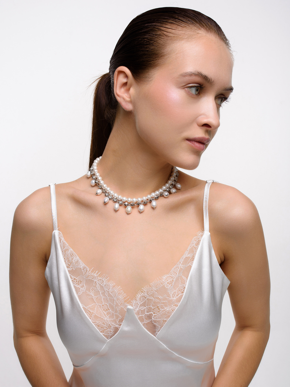 Колье "Rich White" Silver