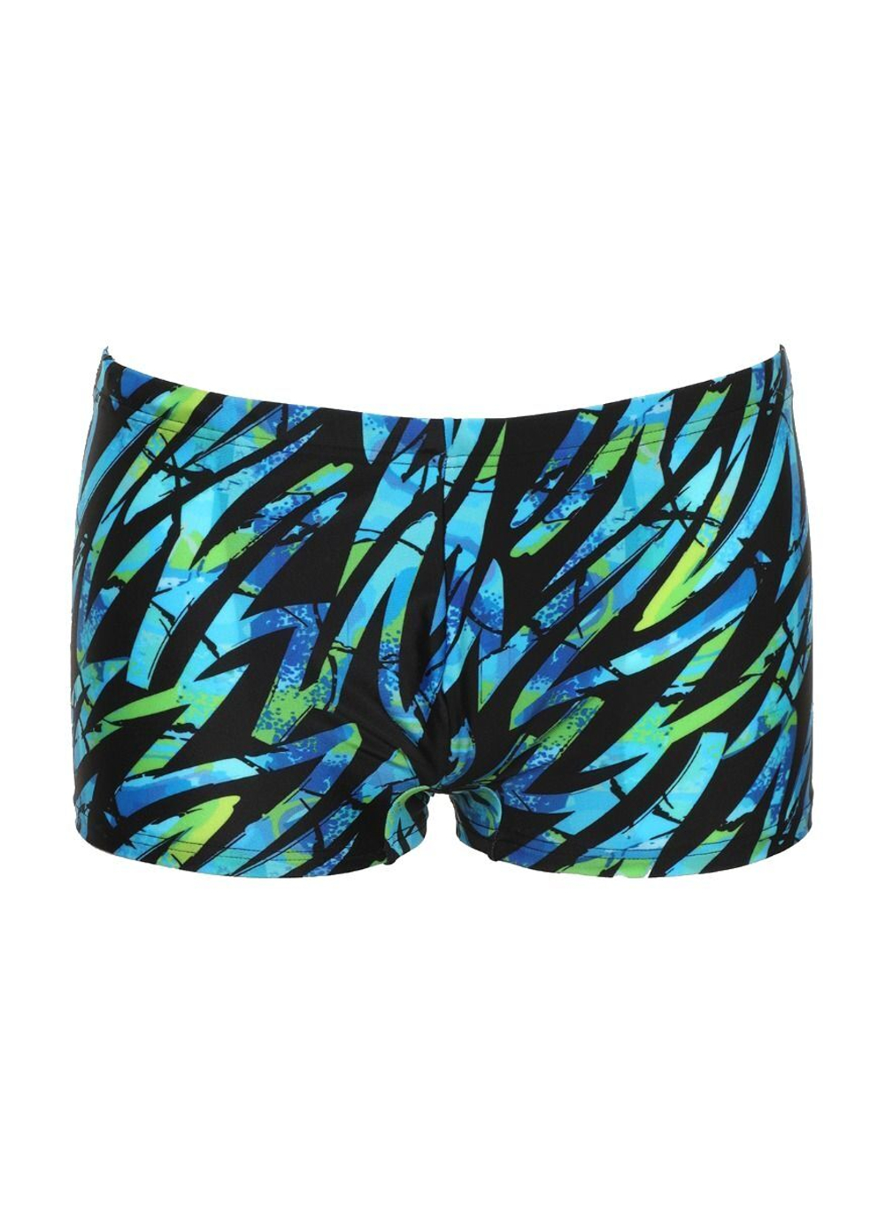 Черные плавки-боксеры с цветными зигзагами (Размер: XXL) (Цвет: голубой с черным)