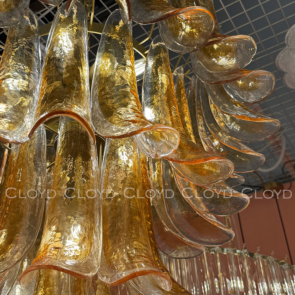 Люстра Cloyd AZORES-C C10 / Ø65 см - латунь светл. - янтарное стекло (арт.11653)