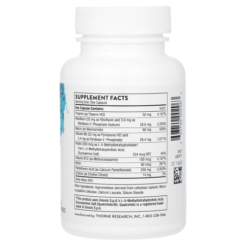 Thorne, комплекс витаминов группы B, против стресса, 60 капсул