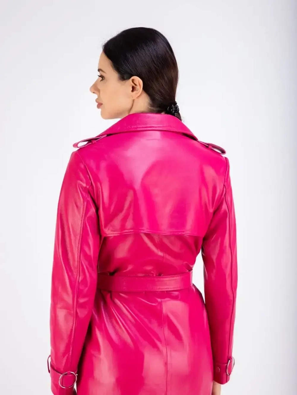 Плащ женский тренчкот длинный кожаный натуральный Турция